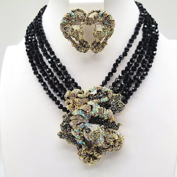 Heidi Daus Year of the Tiger Aurora Borealis Swarovski Crystal Tiger Jewelry Set - Picture 1 of 14